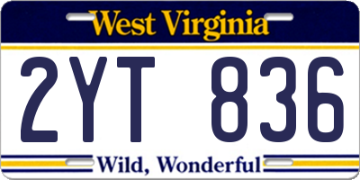 WV license plate 2YT836