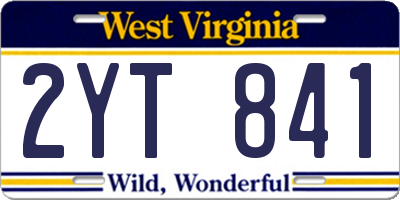 WV license plate 2YT841