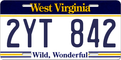 WV license plate 2YT842