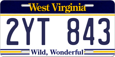 WV license plate 2YT843
