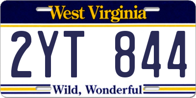 WV license plate 2YT844