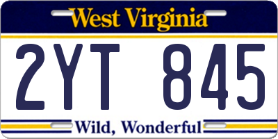 WV license plate 2YT845