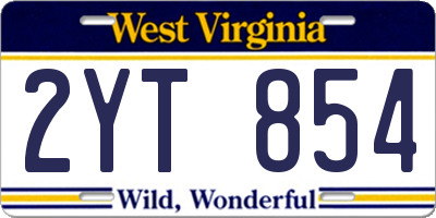 WV license plate 2YT854