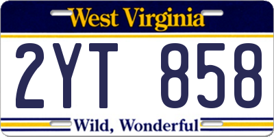 WV license plate 2YT858