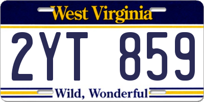 WV license plate 2YT859
