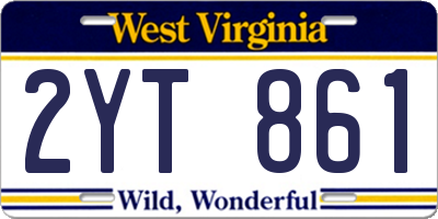 WV license plate 2YT861