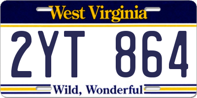 WV license plate 2YT864