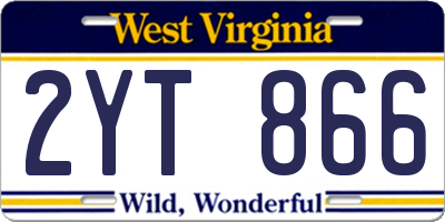 WV license plate 2YT866