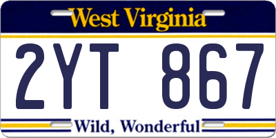 WV license plate 2YT867