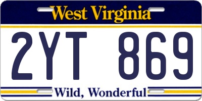 WV license plate 2YT869