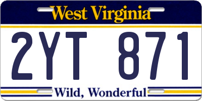 WV license plate 2YT871