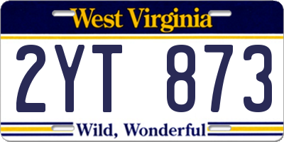 WV license plate 2YT873