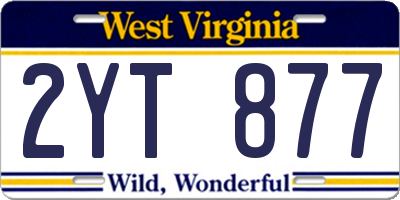 WV license plate 2YT877