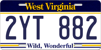 WV license plate 2YT882