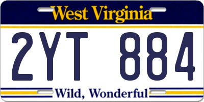 WV license plate 2YT884