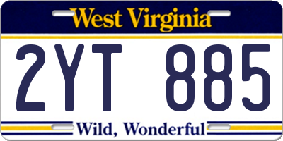 WV license plate 2YT885