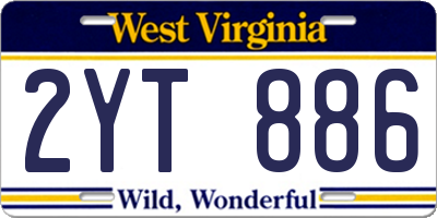 WV license plate 2YT886