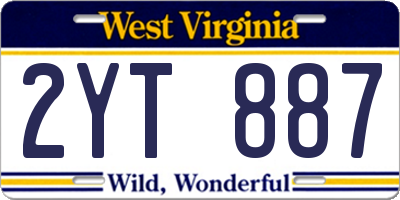 WV license plate 2YT887