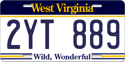 WV license plate 2YT889