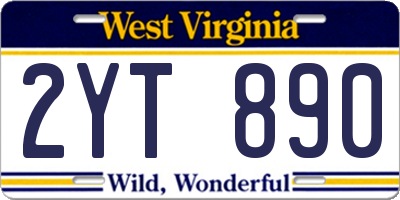 WV license plate 2YT890