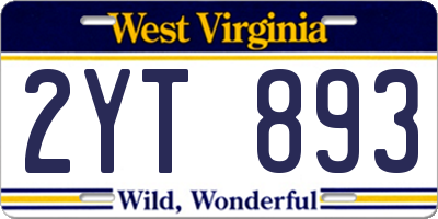 WV license plate 2YT893