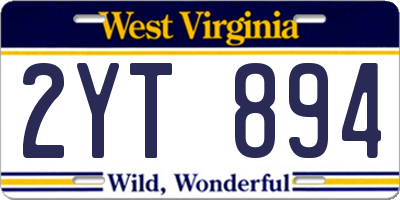 WV license plate 2YT894