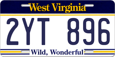 WV license plate 2YT896
