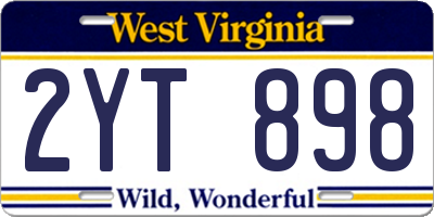 WV license plate 2YT898