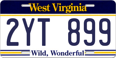 WV license plate 2YT899