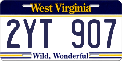 WV license plate 2YT907
