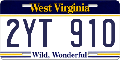 WV license plate 2YT910
