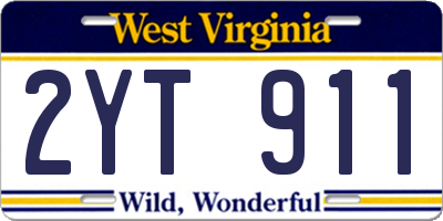WV license plate 2YT911