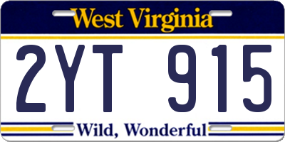 WV license plate 2YT915