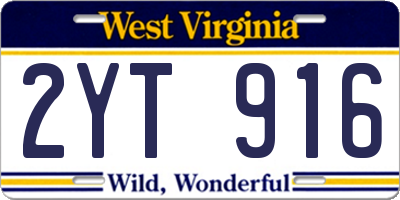 WV license plate 2YT916