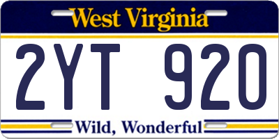 WV license plate 2YT920