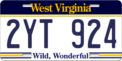 WV license plate 2YT924