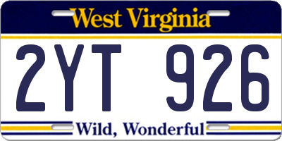 WV license plate 2YT926