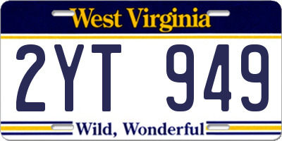 WV license plate 2YT949