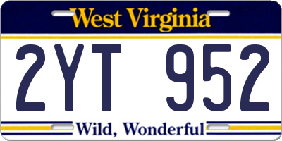 WV license plate 2YT952