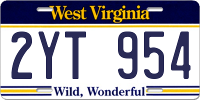 WV license plate 2YT954