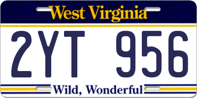 WV license plate 2YT956