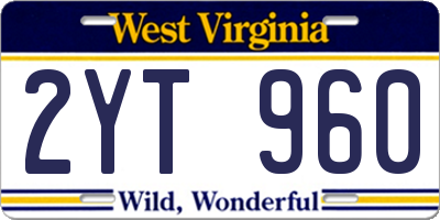 WV license plate 2YT960