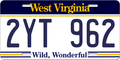 WV license plate 2YT962