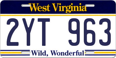 WV license plate 2YT963