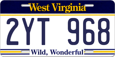 WV license plate 2YT968