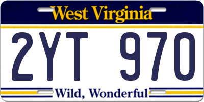 WV license plate 2YT970