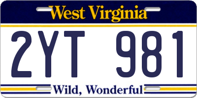 WV license plate 2YT981