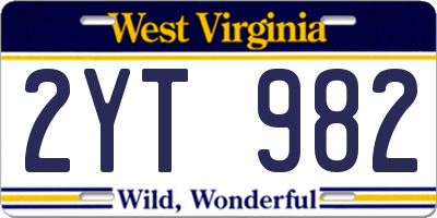 WV license plate 2YT982