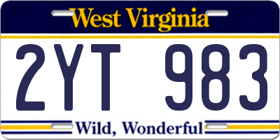 WV license plate 2YT983