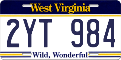 WV license plate 2YT984
